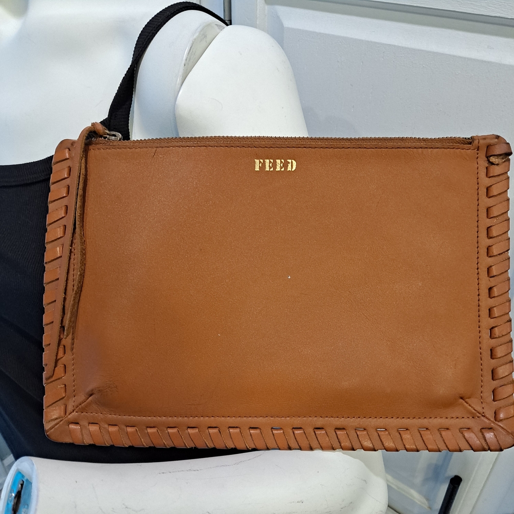 FEED Tan Leather Clutch